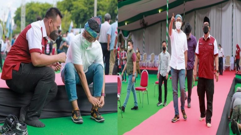 Mas Tamam Tinjau Lokasi Opening MTQ Pakai Sepatu Batik Buatan Lokal, Tapi Keren